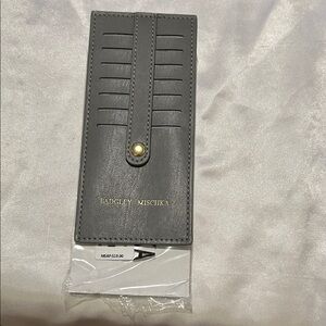 Badgley Mischka Charcoal Leather Card Holder